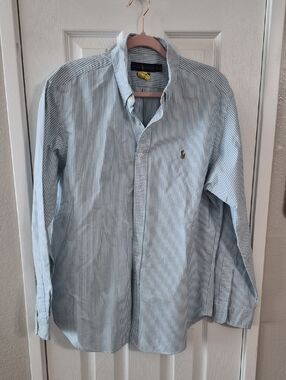 Polo by Ralph Lauren Light Blue and White Striped Button-Down Shirt - Men